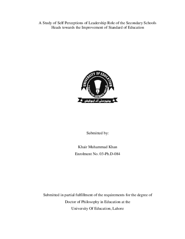 (PDF) A Study of Self Perceptions of Leadership Role of the Secondary ...