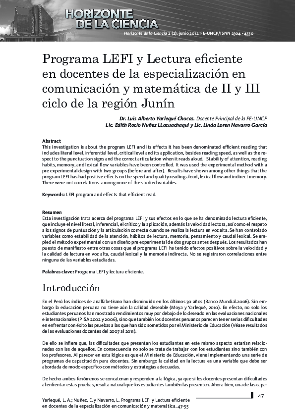 (PDF) Programa LEFI y lectura eficiente en docentes de la ...