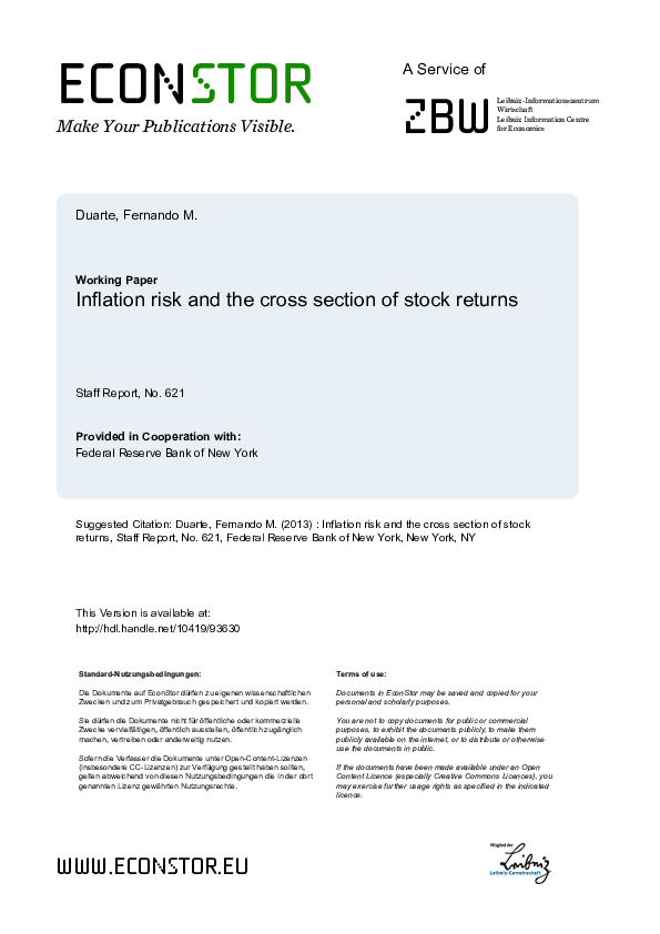 (PDF) Inflation Risk and the Cross Section of Stock Returns