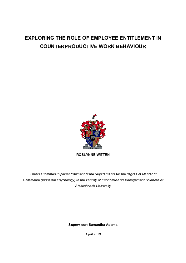 (PDF) Exploring the role of employee entitlement in counterproductive ...