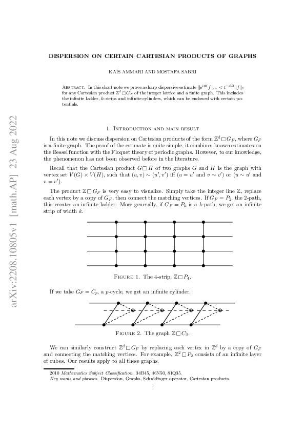 (PDF) Dispersion on certain Cartesian products of graphs