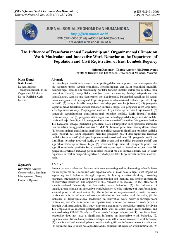 (PDF) The Influence of Transformational Leadership and Organizational ...
