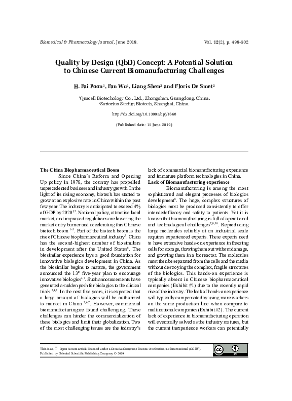 (PDF) Quality by Design (QbD) Concept: A Potential Solution to Chinese ...