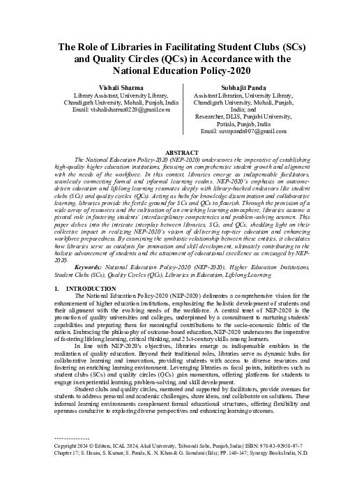 (PDF) The Role of Libraries in Facilitating Student Clubs (SCs) and ...