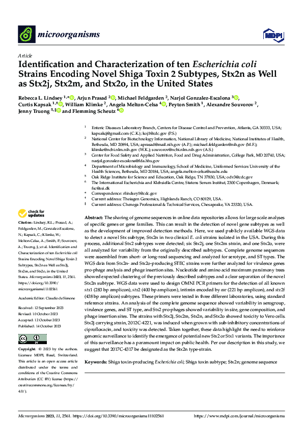 (PDF) Novel Shiga Toxin 2 Subtypes in E. coli USA