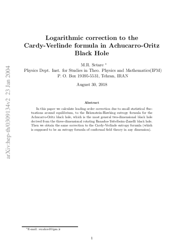 (PDF) Logarithmic correction to the Cardy-Verlinde formula in Achúcarro ...