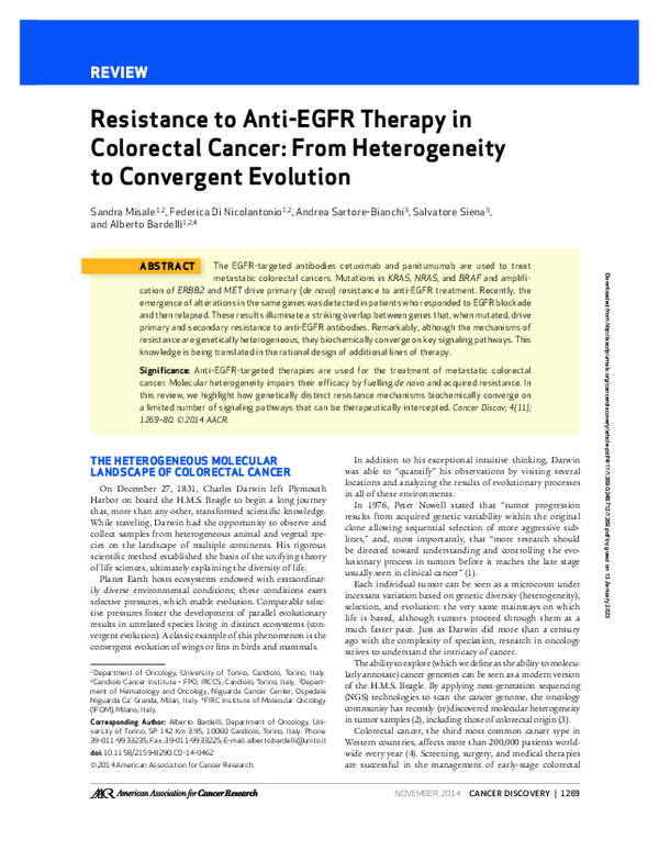 (PDF) Resistance to Anti-EGFR Therapy in Colorectal Cancer: From ...