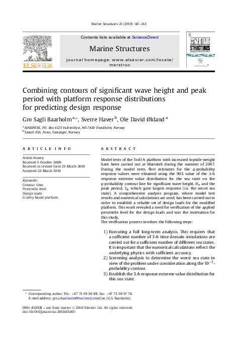 (PDF) Combining contours of significant wave height and peak period ...