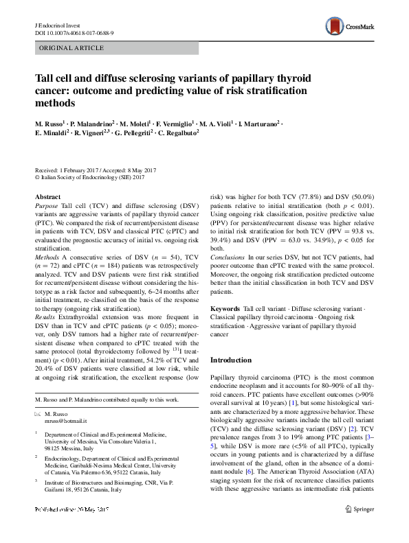 (PDF) Tall cell and diffuse sclerosing variants of papillary thyroid ...
