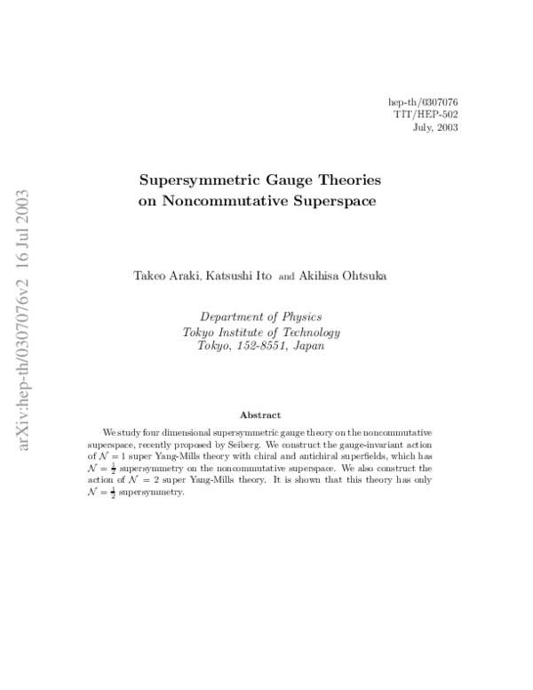 (PDF) Supersymmetric Gauge Theories