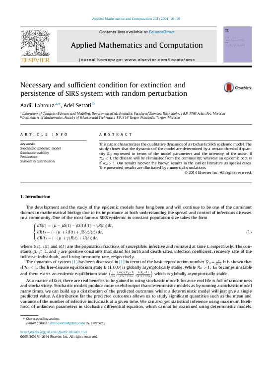 (PDF) Necessary and sufficient condition for extinction and persistence ...