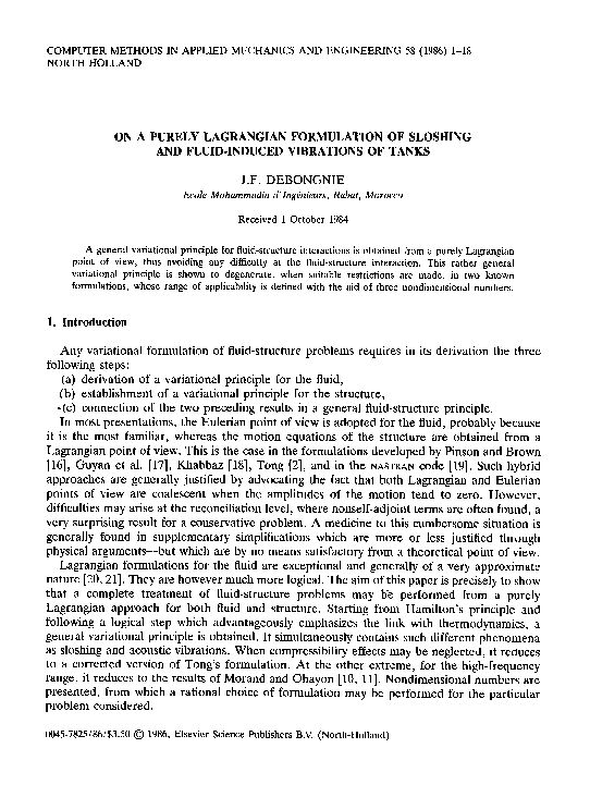 (PDF) On a purely lagrangian formulation of sloshing and fluid-induced ...