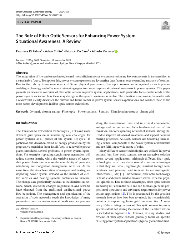 (PDF) The Role of Fiber Optic Sensors for Enhancing Power System ...