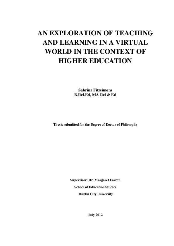 (PDF) An exploration of teaching and learning in a virtual world in the ...