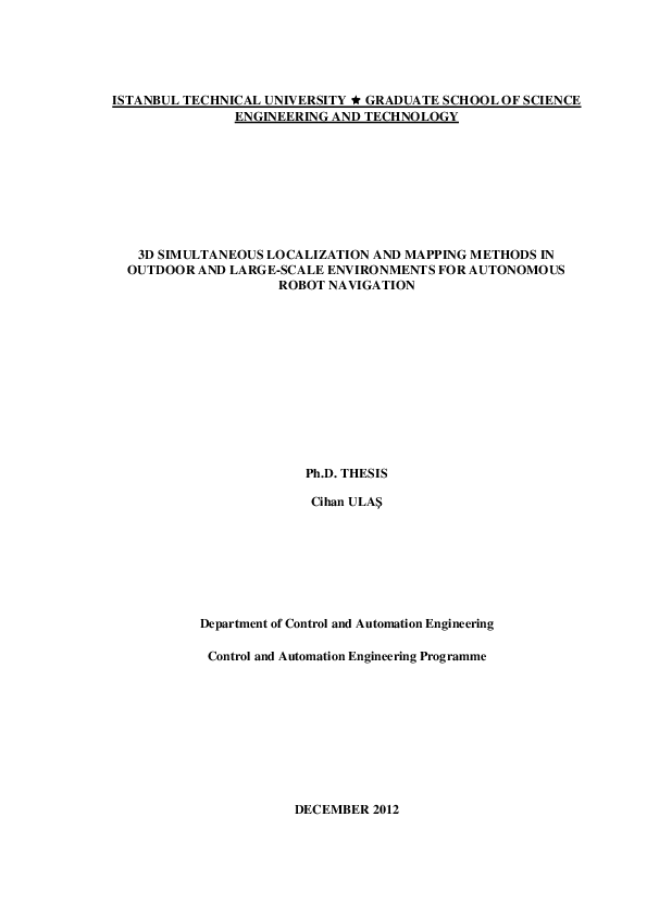 (PDF) 3d Simultaneous Localization And Mapping Methods In Outdoor And ...