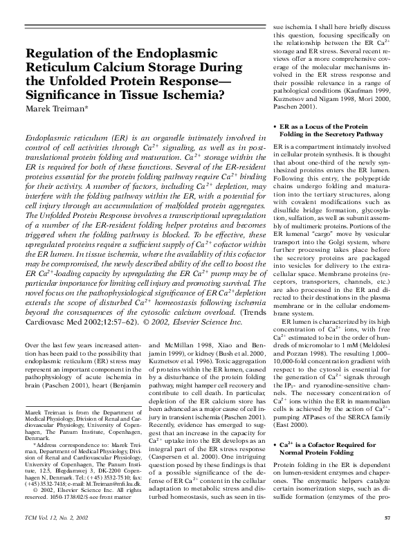 (PDF) Regulation of the Endoplasmic Reticulum Calcium Storage During ...