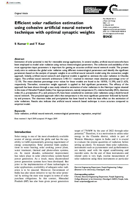 (PDF) Efficient solar radiation estimation using cohesive artificial ...