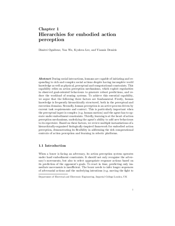 (PDF) Hierarchies for Embodied Action Perception