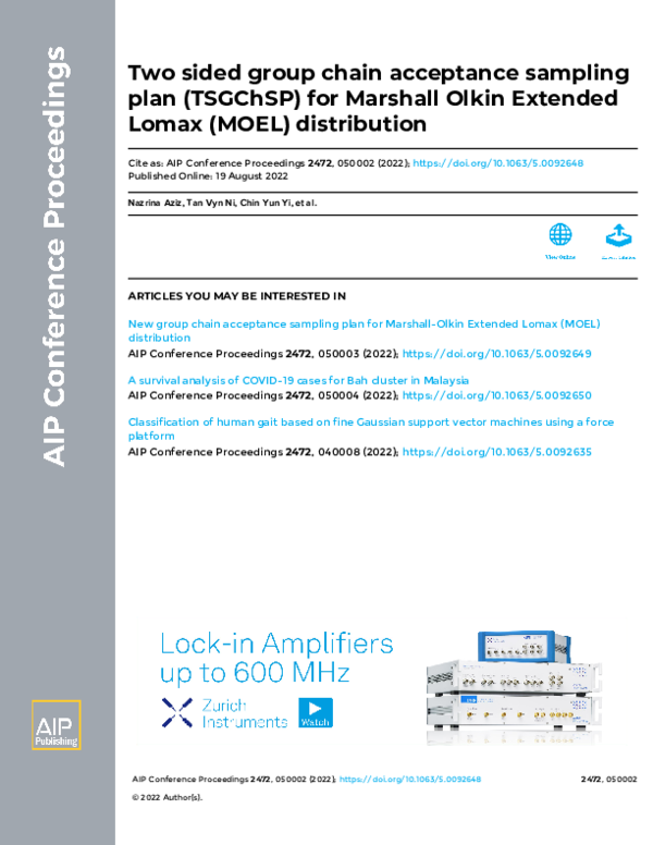 (PDF) Two sided group chain acceptance sampling plan (TSGChSP) for ...