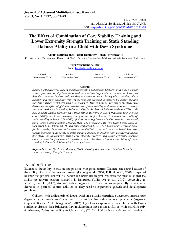 (PDF) The Effect of Combination of Core Stability Training and Lower ...