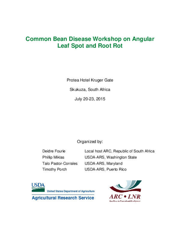 (PDF) Common Bean Disease Workshop on Angular Leaf Spot and Root Rot