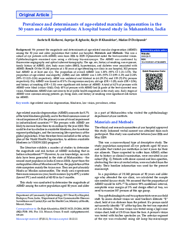 (PDF) Prevalence and determinants of age-related macular degeneration ...