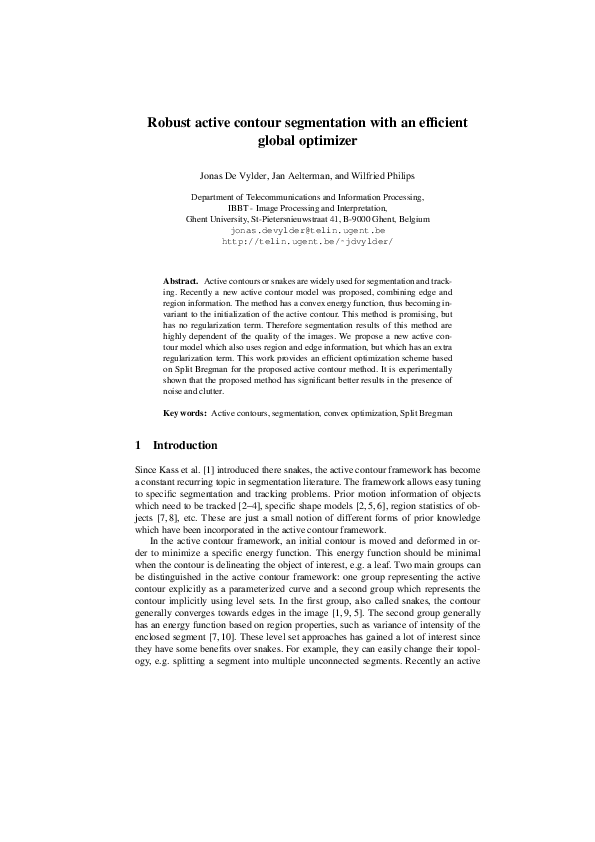 (PDF) Robust Active Contour Segmentation with an Efficient Global Optimizer