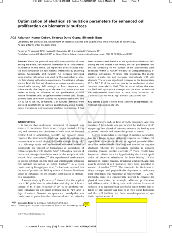 (PDF) Optimization of electrical stimulation parameters for enhanced ...