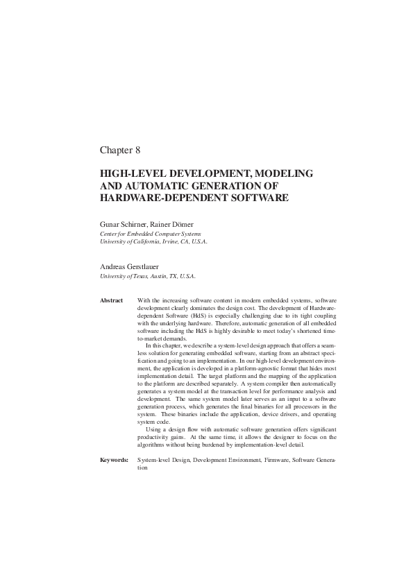 (PDF) High-Level Development, Modeling and Automatic Generation of ...