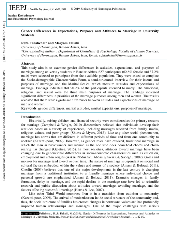 (PDF) Gender Differences in Expectations, Purposes and Attitudes to ...