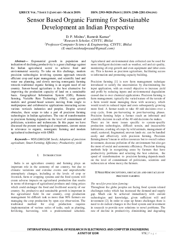 (PDF) Sensor Based Organic Farming for Sustainable Development an ...