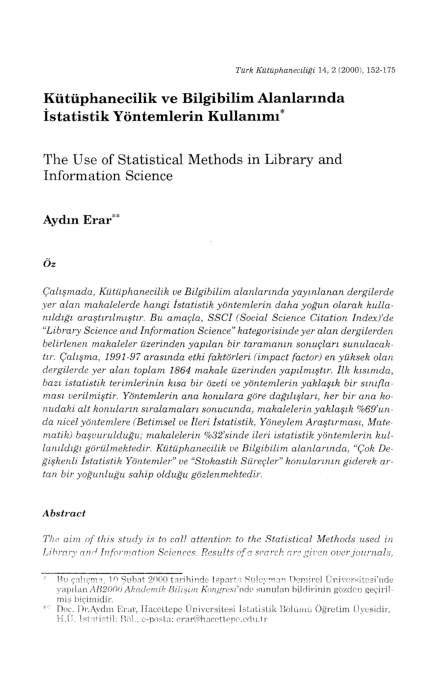 (PDF) The Use of Statistical Methods in Library and Information Science