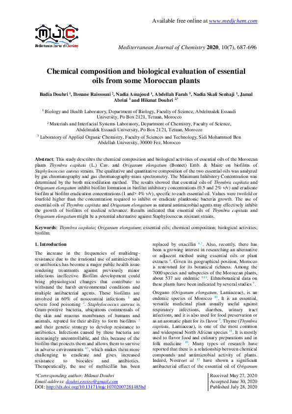 (PDF) Chemical composition and biological evaluation of essential oils ...