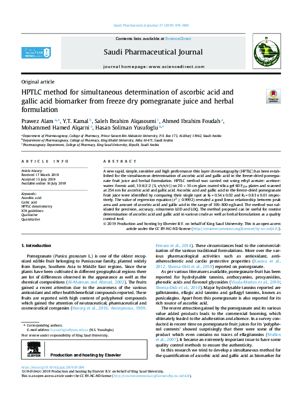 (PDF) HPTLC method for simultaneous determination of ascorbic acid and ...