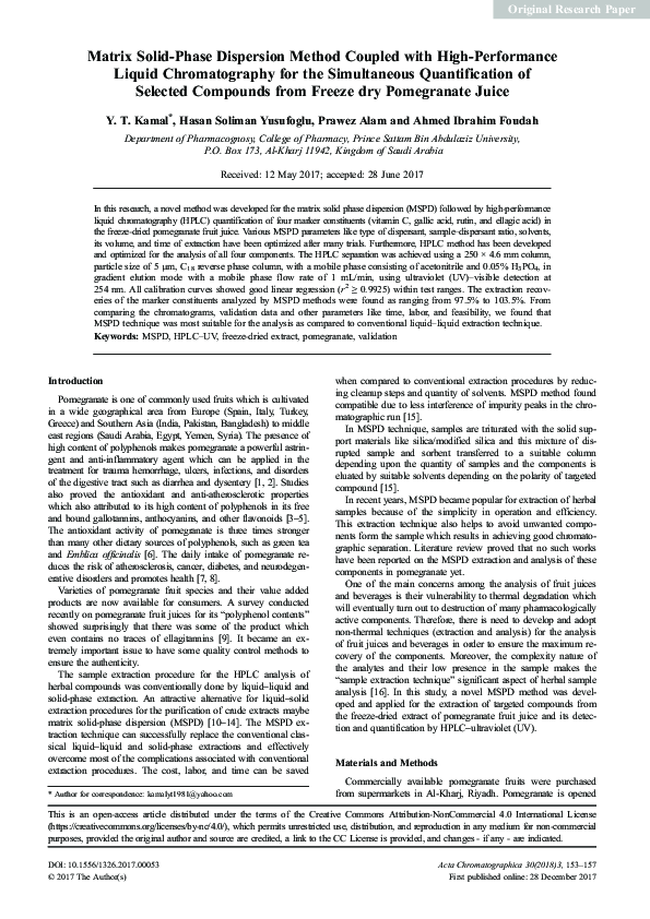 (PDF) Matrix solid-phase dispersion method coupled with high ...