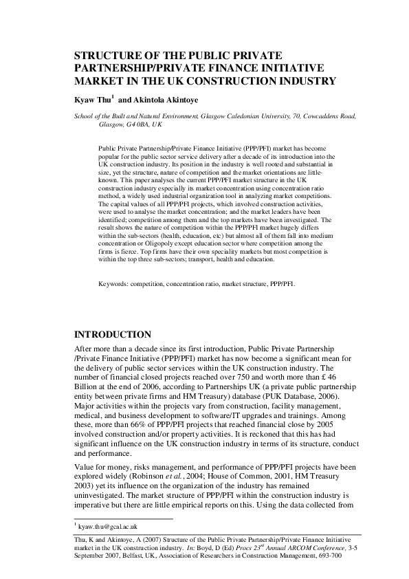 (PDF) Structure of the Public Private Partnership/Private Finance ...
