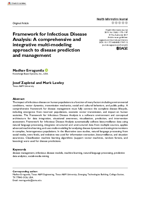 (PDF) Framework for Infectious Disease Analysis: A comprehensive and ...