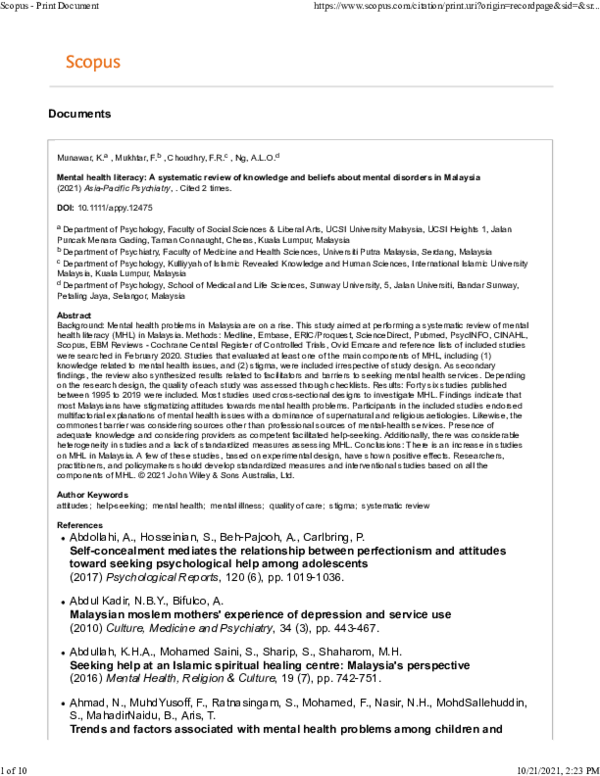 (PDF) Mental health literacy: A systematic review of knowledge and ...
