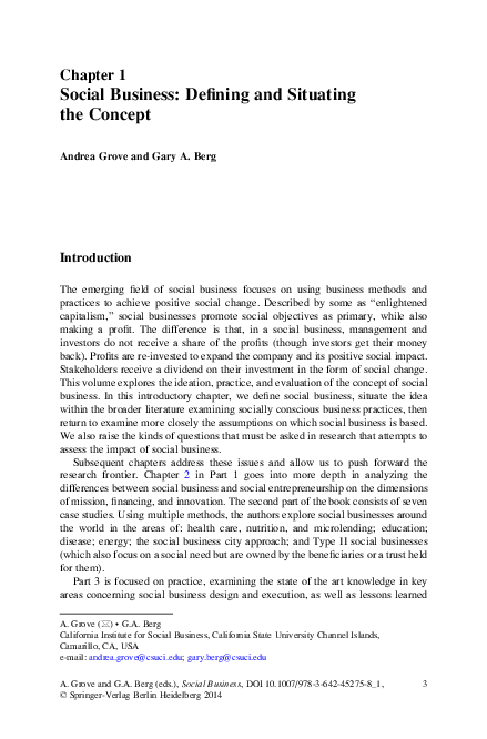 (PDF) Chapter 1 Social Business : Defining and Situating the Concept