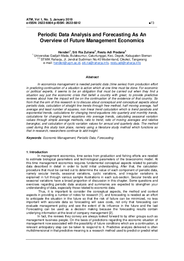 (PDF) Periodic Data Analysis and Forecasting As An Overview of Future ...