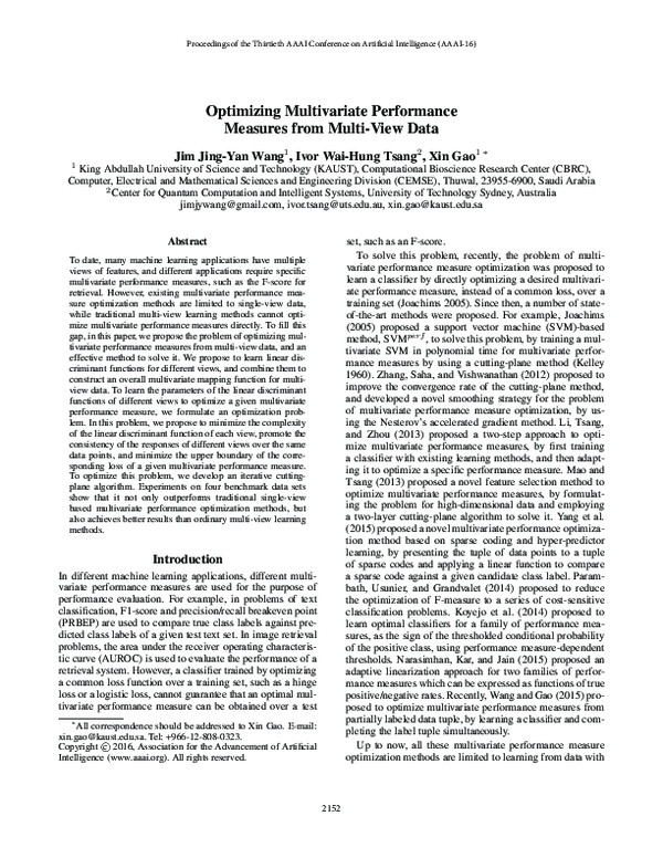 (PDF) Optimizing Multivariate Performance Measures from Multi-View Data