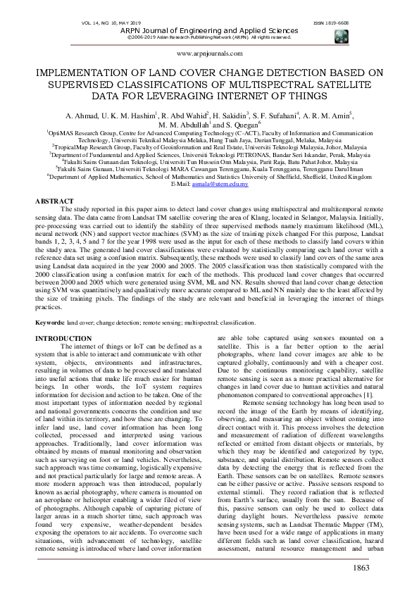 (PDF) Implementation of land cover change detection based on supervised ...