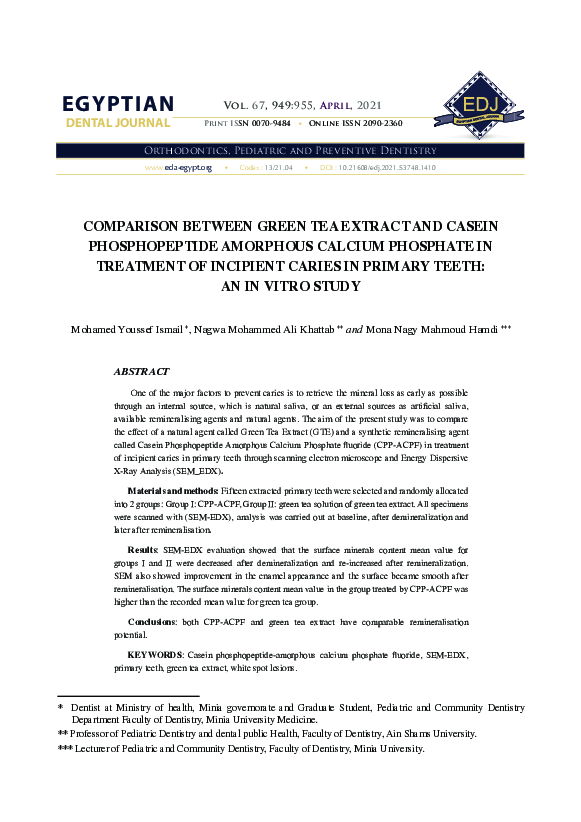(PDF) Comparison Between Green Tea Extract and Casein Phosphopeptide ...