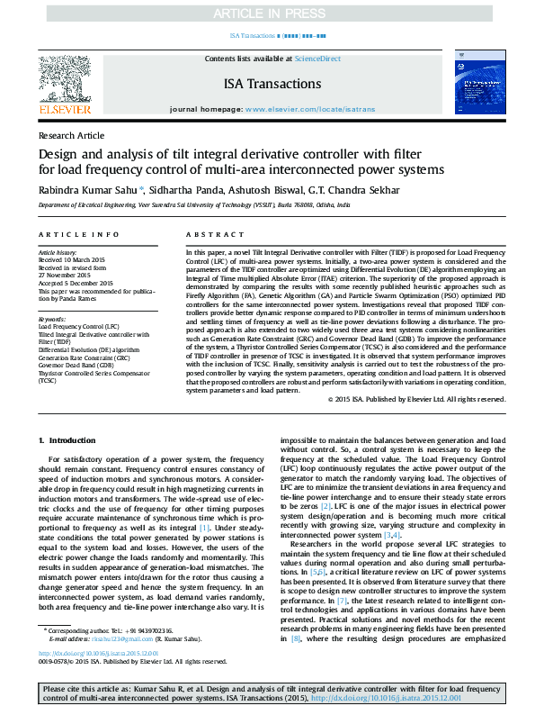(PDF) Design and analysis of tilt integral derivative controller with ...