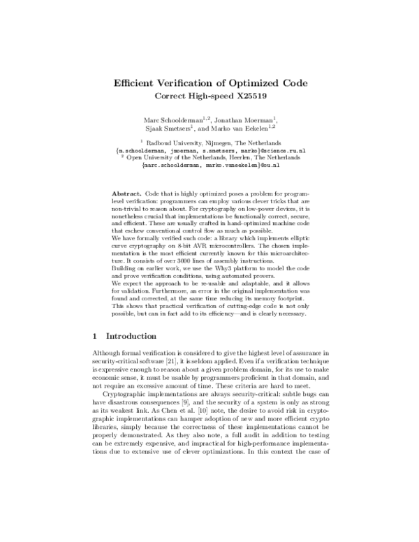 (PDF) Efficient Verification of Optimized Code
