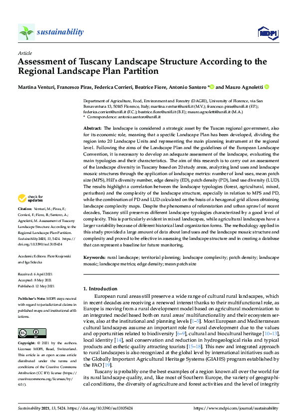 (PDF) Assessment of Tuscany Landscape Structure According to the ...
