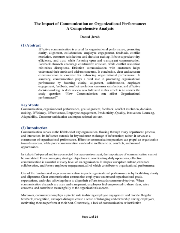 (PDF) The Impact of Communication on Organizational Performance: A ...