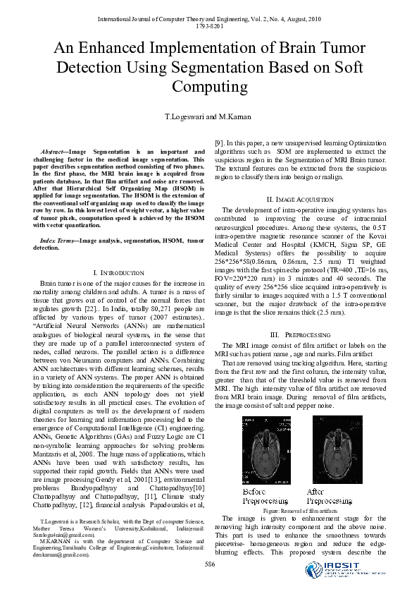 (PDF) An Enhanced Implementation of Brain Tumor Detection Using ...