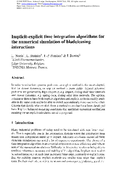 (PDF) Implicit - Explicit Time Integration Algorithms For The Numerical ...