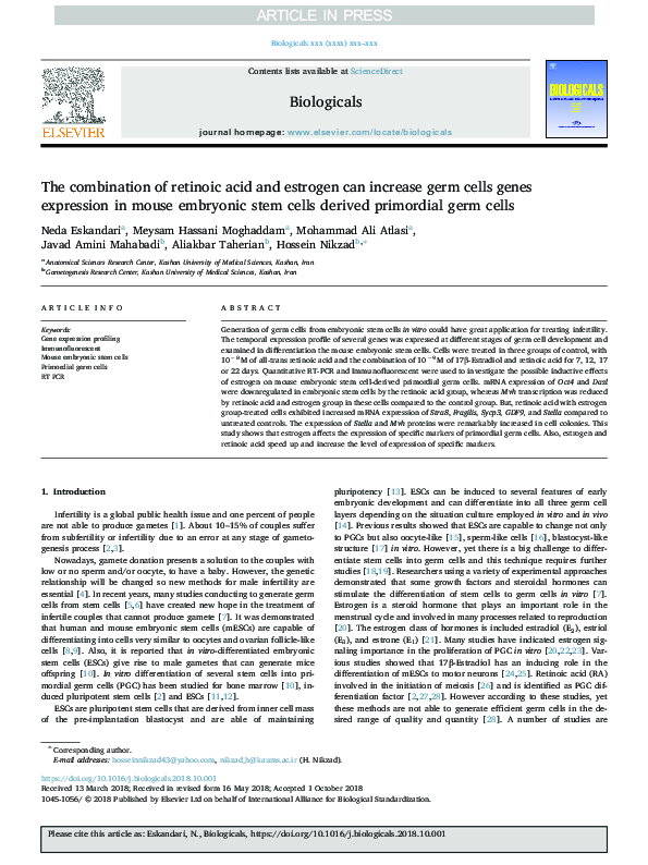 (PDF) The combination of retinoic acid and estrogen can increase germ ...